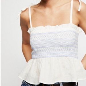 Free People White Tie Peplum Top